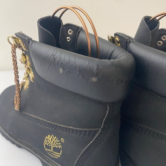 Timberland 10061 Boots Shoes Black Gold Chain - Picture 7 of 12